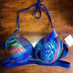 TiniBikini Navy/Leopard Swim Top